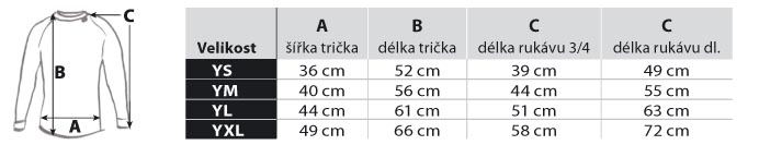 tabulak velikosti trička dětské