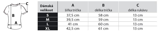 tabulka velikostí funkční trička dámské